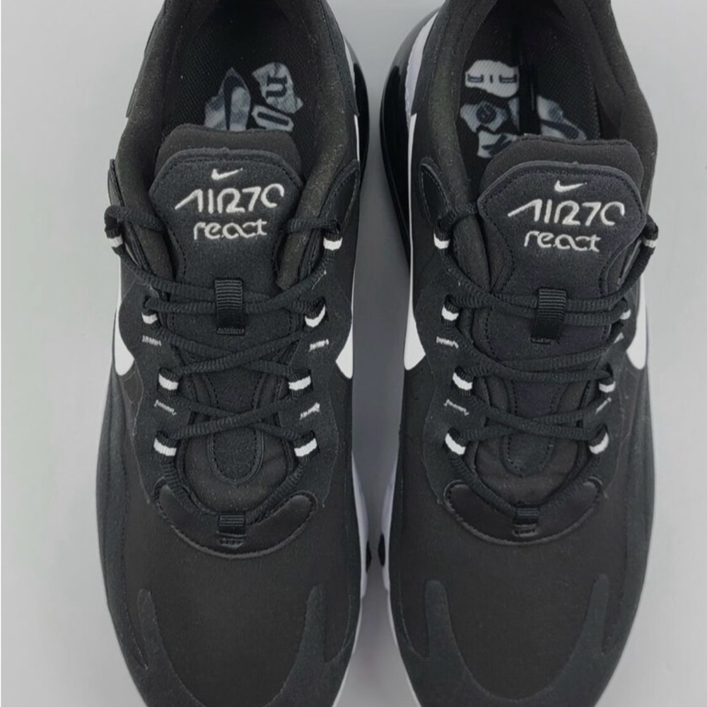 Nike Air Max 270 React Mens Size 10 1/2 Running Training Shoes Black White - Picture 4 of 5